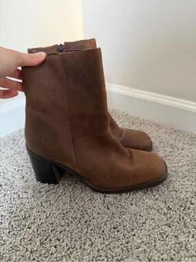 Women's Brown Genuine Leather JUDITH Ankle Booties Size 8 M